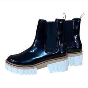 Gianni Bini Black Patent Leather Slip On Ankle Boots Size 9M